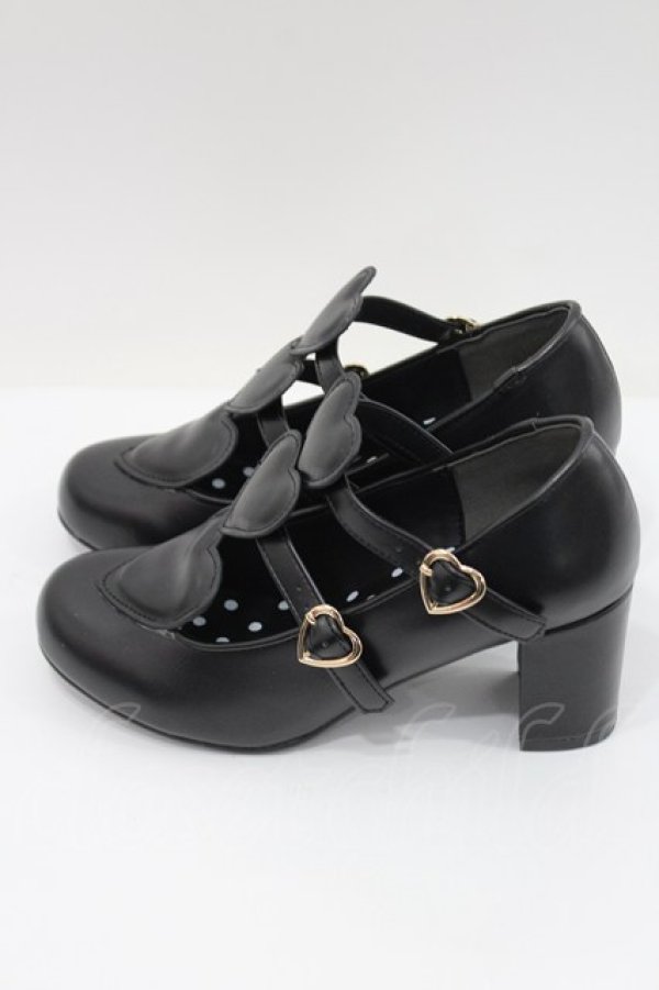 画像2: Angelic Pretty / Trio Heartシューズ S 黒 I-26-02-15-120-AP-SH-SA-ZI (2)