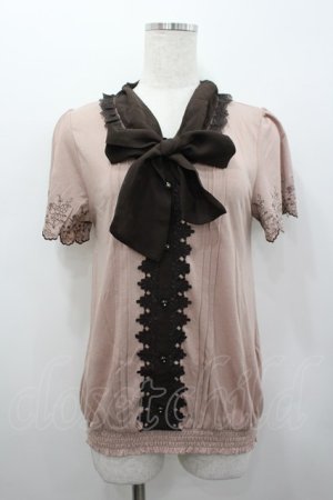 画像: axes femme / バイカラーボータイ半袖PO M アワピンク I-26-02-15-015-AX-TO-SA-ZI