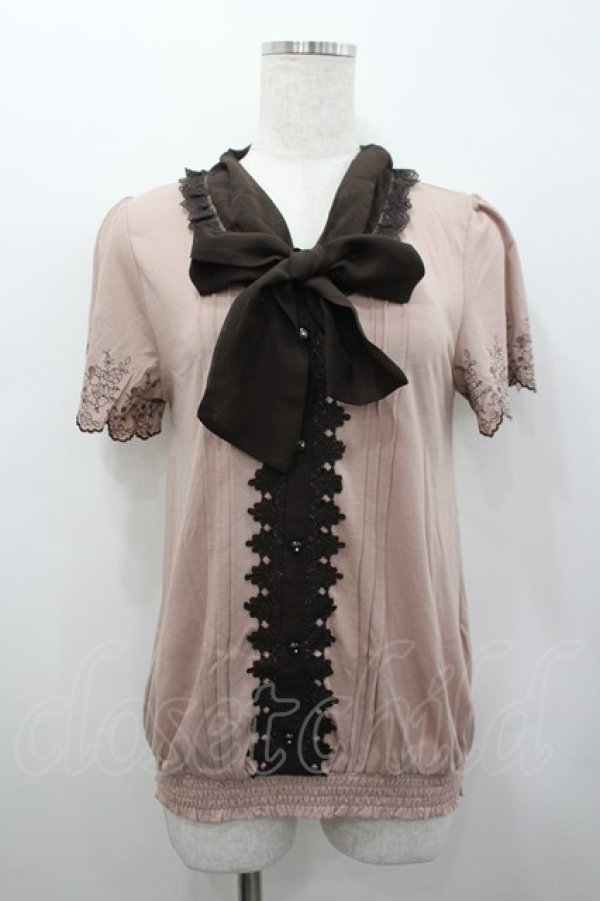 画像1: axes femme / バイカラーボータイ半袖PO M アワピンク I-26-02-15-015-AX-TO-SA-ZI (1)