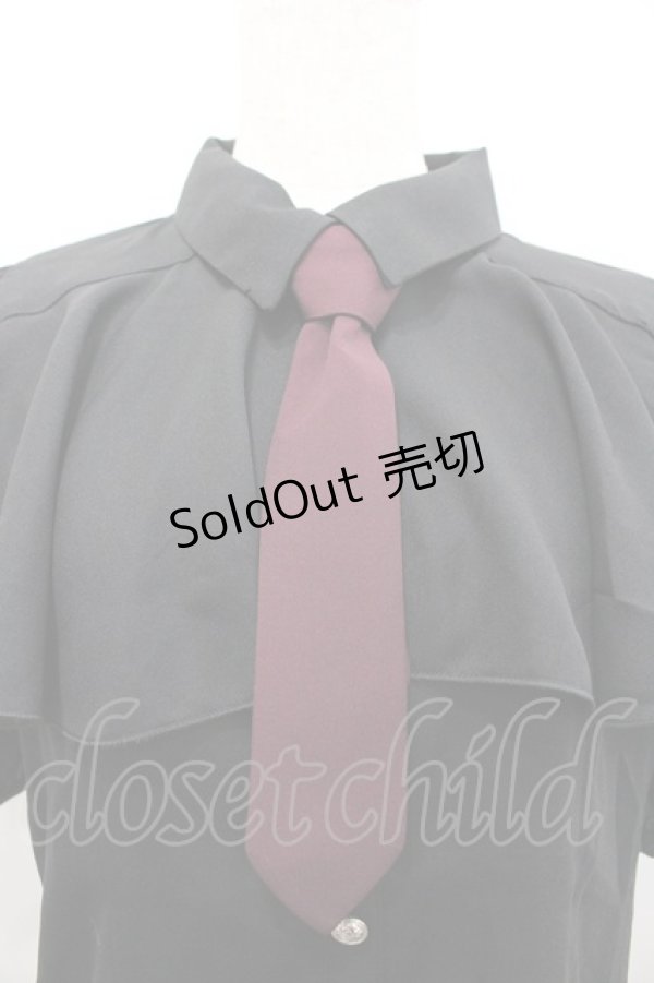 画像2: axes femme POETIQUE / タイ付ラッフルフリル半袖ブラウス  黒 I-26-02-15-002-AX-BL-HR-ZI (2)