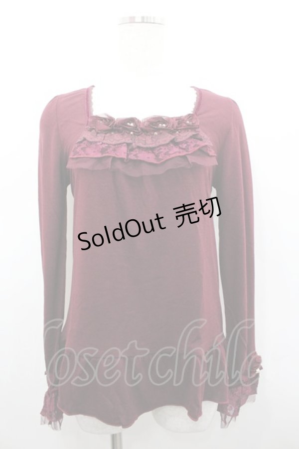 画像1: axes femme / シフォン巻きバラ付きPO M ワイン I-26-02-15-019-AX-TO-SA-ZI (1)