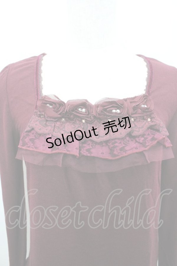 画像2: axes femme / シフォン巻きバラ付きPO M ワイン I-26-02-15-019-AX-TO-SA-ZI (2)