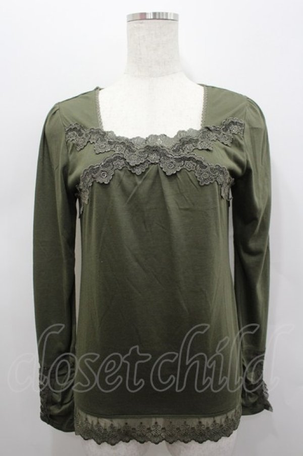 画像1: axes femme / ラメレース長袖カットソー  カーキ I-26-02-15-025-AX-TO-SA-ZI (1)