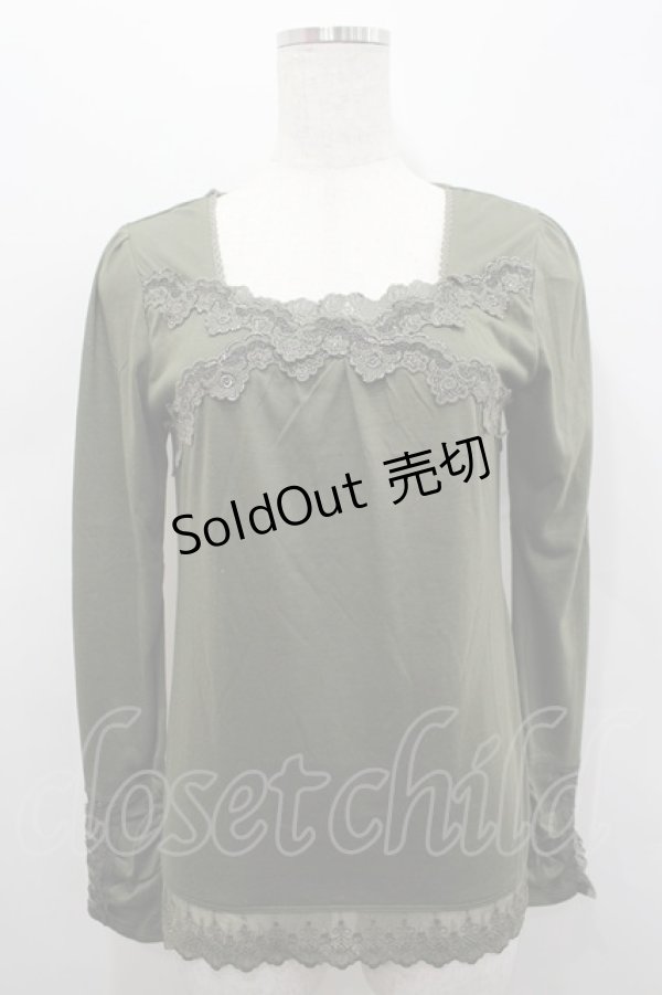 画像1: axes femme / ラメレース長袖カットソー  カーキ I-26-02-15-025-AX-TO-SA-ZI (1)