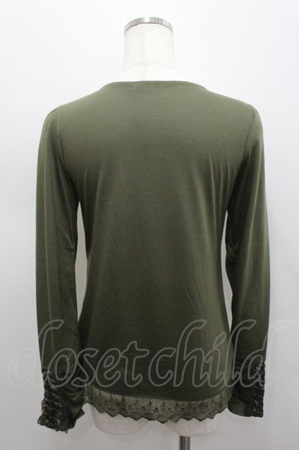 画像3: axes femme / ラメレース長袖カットソー  カーキ I-26-02-15-025-AX-TO-SA-ZI (3)