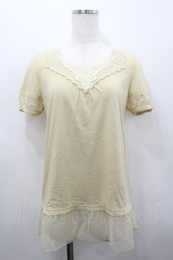 画像1: axes femme / 胸元モチーフインナープルオーバー M イエロー I-26-02-15-027-AX-TO-SA-ZI (1)