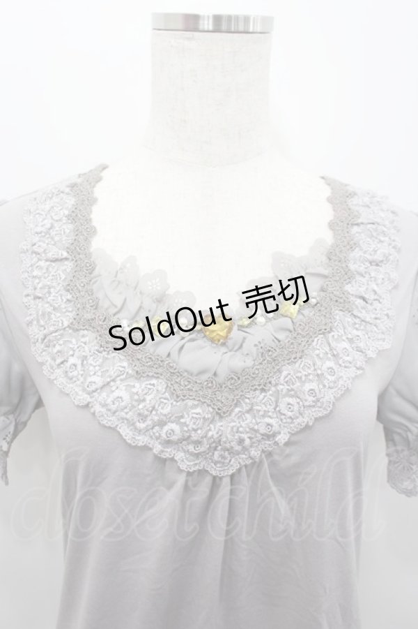 画像2: axes femme / デザイン袖半袖インナーPO M グレー I-26-02-15-030-AX-TO-SA-ZI (2)