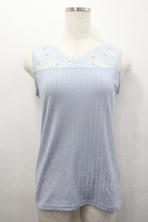 画像: axes femme / 繊細レースタンク  サックス I-26-02-15-033-AX-TO-SA-ZI