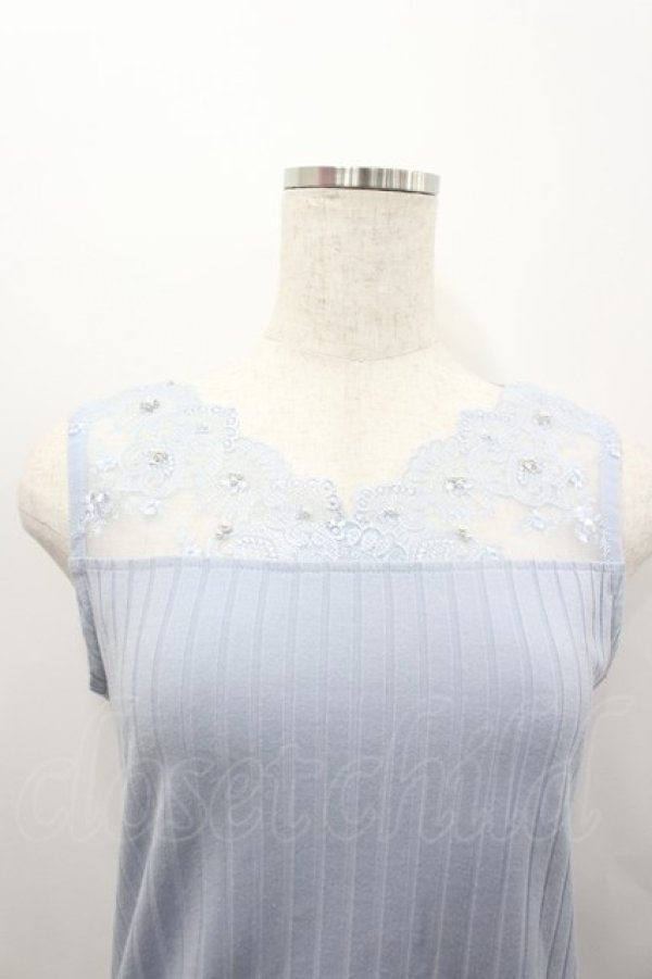 画像2: axes femme / 繊細レースタンク  サックス I-26-02-15-033-AX-TO-SA-ZI (2)