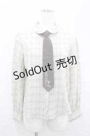 画像: axes femme / ネクタイ付きブラウス  アイボリーチェック I-26-02-18-001-AX-BL-SA-ZI