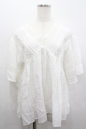 画像: axes femme / レースＸタックデザインチュニ M 白 I-26-02-18-004-AX-TO-SA-ZI