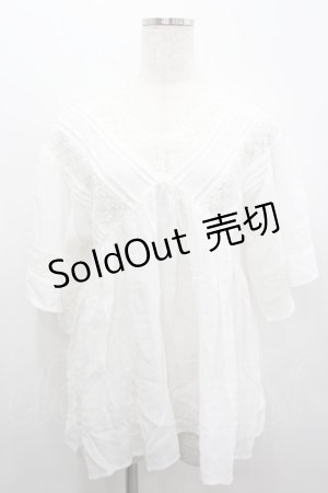 画像: axes femme / レースＸタックデザインチュニ M 白 I-26-02-18-004-AX-TO-SA-ZI