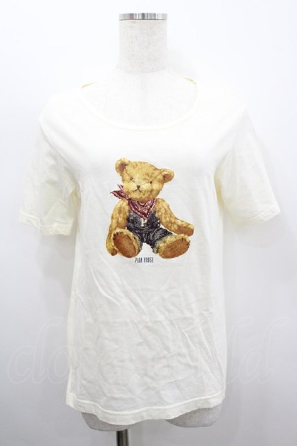 画像1: PINK HOUSE / デニムベア半袖カットソー 4(L) アイボリー I-26-02-18-035-LO-TO-SA-ZI (1)