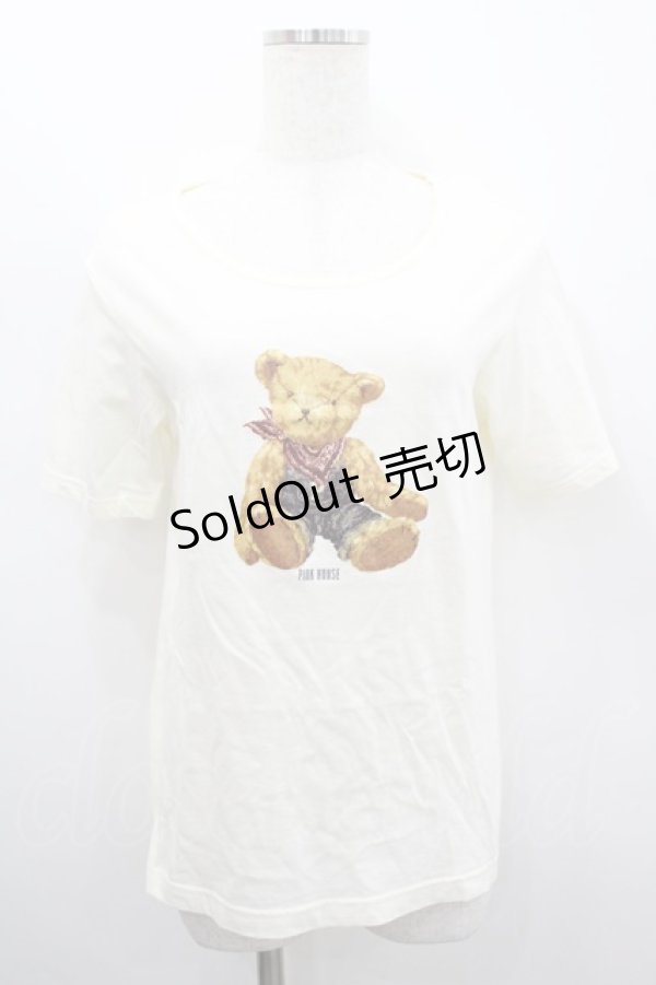 画像1: PINK HOUSE / デニムベア半袖カットソー 4(L) アイボリー I-26-02-18-035-LO-TO-SA-ZI (1)