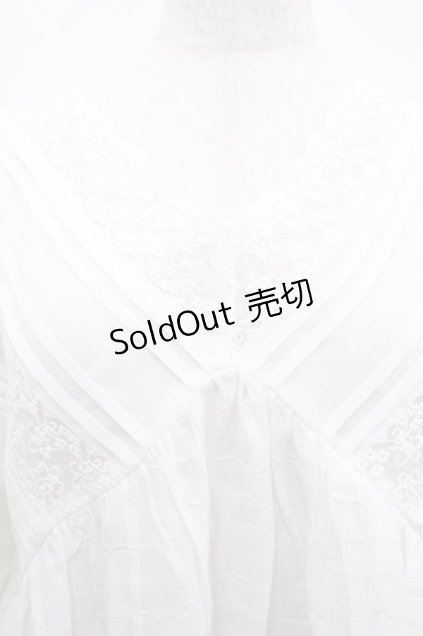 画像2: axes femme / レースＸタックデザインチュニ M 白 I-26-02-18-004-AX-TO-SA-ZI (2)