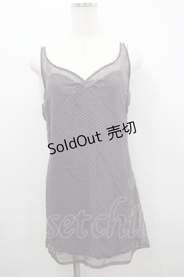 画像1: PINK HOUSE / ドットシフォンノースリーブトップス  グレーＸ白 I-26-02-18-037-LO-TO-SA-ZI (1)