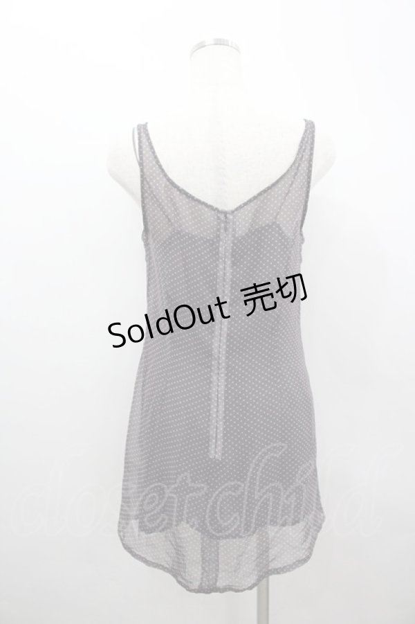 画像2: PINK HOUSE / ドットシフォンノースリーブトップス  グレーＸ白 I-26-02-18-037-LO-TO-SA-ZI (2)