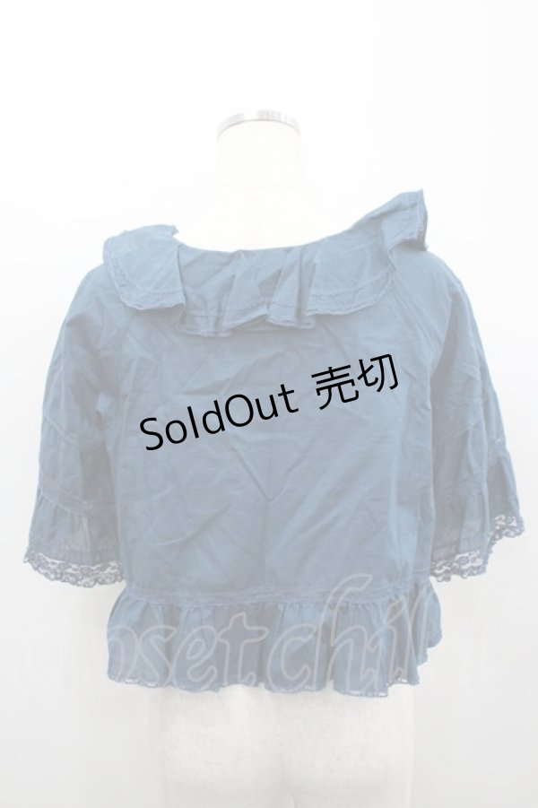 画像3: PINK HOUSE / フリル半袖ショートブラウス  青 I-26-02-18-038-LO-BL-SA-ZI (3)