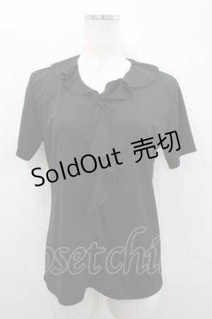 画像: PINK HOUSE / フリル襟半袖シフォンブラウス L 黒 I-26-02-18-039-LO-BL-SA-ZI