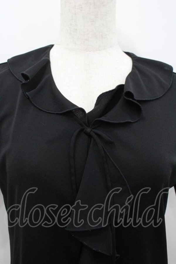 画像2: PINK HOUSE / フリル襟半袖シフォンブラウス L 黒 I-26-02-18-039-LO-BL-SA-ZI (2)