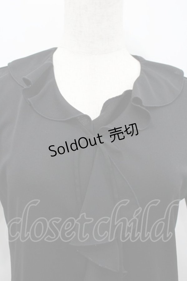 画像2: PINK HOUSE / フリル襟半袖シフォンブラウス L 黒 I-26-02-18-039-LO-BL-SA-ZI (2)