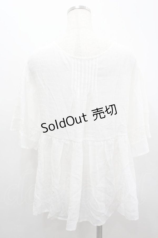 画像3: axes femme / レースＸタックデザインチュニ M 白 I-26-02-18-004-AX-TO-SA-ZI (3)