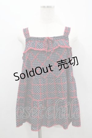 画像: PINK HOUSE / 水玉×刺繍キャミソールブラウス  ネイビー I-26-02-18-040-LO-BL-SA-ZI