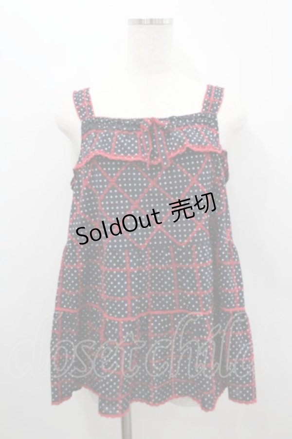 画像1: PINK HOUSE / 水玉×刺繍キャミソールブラウス  ネイビー I-26-02-18-040-LO-BL-SA-ZI (1)