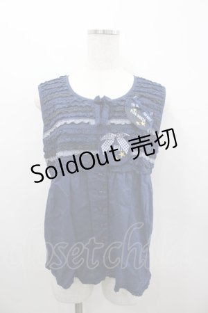 画像: PINK HOUSE / オーナメントブローチ付きブラウス 4(L) ネイビー I-26-02-18-041-LO-BL-SA-ZI