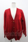 画像1: PINK HOUSE / ワッペン&肘パッチVネックニットカーディガン  レッド I-26-02-18-045-LO-TO-SA-ZI (1)