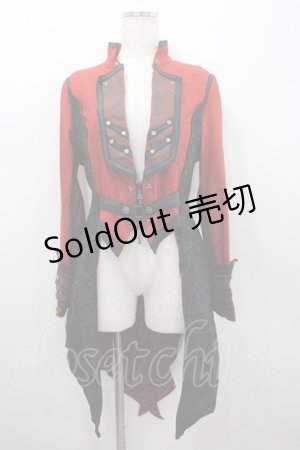 画像: Ozz Croce / クロスZIPロングジャケット  赤Ｘ黒 I-26-02-18-048-OO-JA-SA-ZI