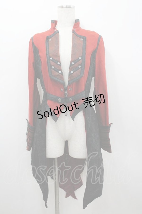 画像1: Ozz Croce / クロスZIPロングジャケット  赤Ｘ黒 I-26-02-18-048-OO-JA-SA-ZI (1)