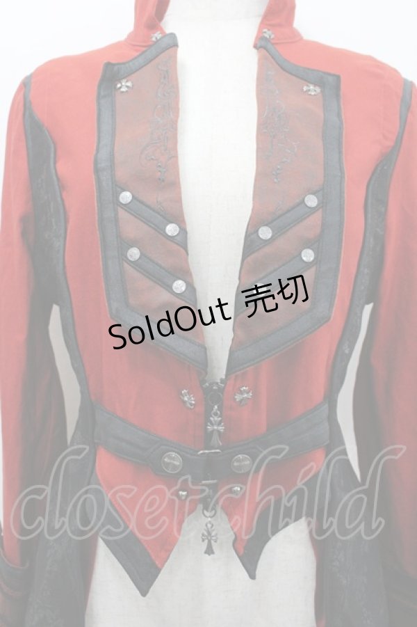 画像2: Ozz Croce / クロスZIPロングジャケット  赤Ｘ黒 I-26-02-18-048-OO-JA-SA-ZI (2)