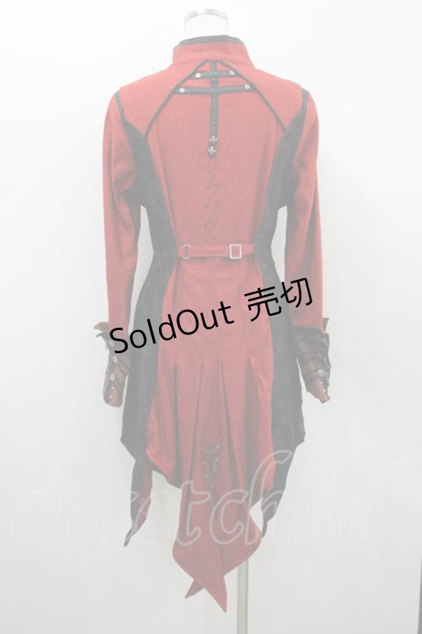 画像3: Ozz Croce / クロスZIPロングジャケット  赤Ｘ黒 I-26-02-18-048-OO-JA-SA-ZI (3)