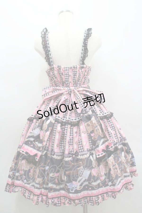 画像3: metamorphose / Happy Sewing Time フリルジャンパースカート 1 ピンク黒 I-26-02-18-050-ME-OP-SA-ZI (3)