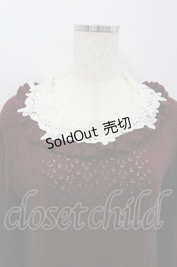 画像2: axes femme / ローズレースニットワンピース M ワイン I-26-02-18-053-AX-OP-SA-ZI (2)