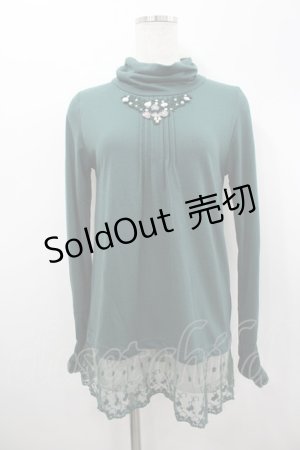 画像: axes femme / 巻き薔薇レースハイネックカットソー M グリーン I-26-02-18-054-AX-TO-SA-ZI