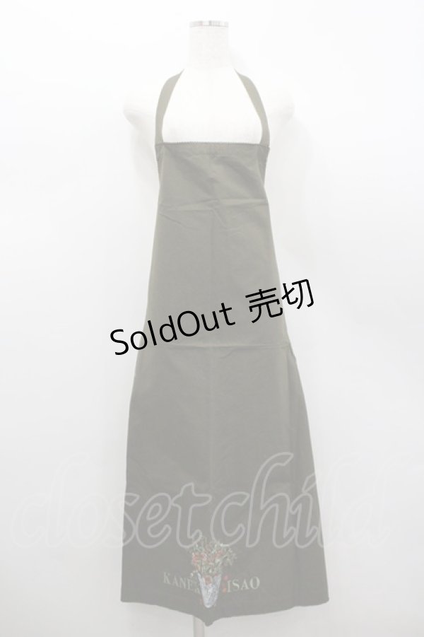 画像1: KANEKO ISAO / 苺鉢植え刺繍エプロン  カーキ I-26-02-18-055-EL-ZA-SA-ZI (1)