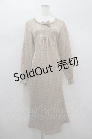 画像: PINK HOUSE / ドットリボンサテン長袖ワンピース  ブラウンＸ黒 I-26-02-18-057-LO-OP-SA-ZI
