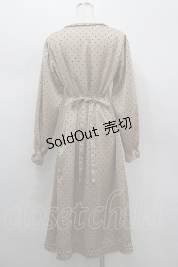 画像3: PINK HOUSE / ドットリボンサテン長袖ワンピース  ブラウンＸ黒 I-26-02-18-057-LO-OP-SA-ZI (3)