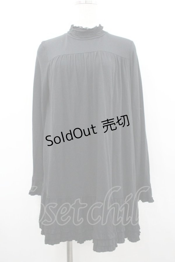 画像1: PINK HOUSE / ハイネックレース長袖カットワンピース  黒 I-26-02-18-059-LO-OP-SA-ZI (1)