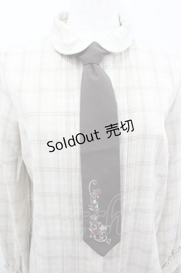 画像2: axes femme / ネクタイ付きブラウス  アイボリーチェック I-26-02-18-001-AX-BL-SA-ZI (2)