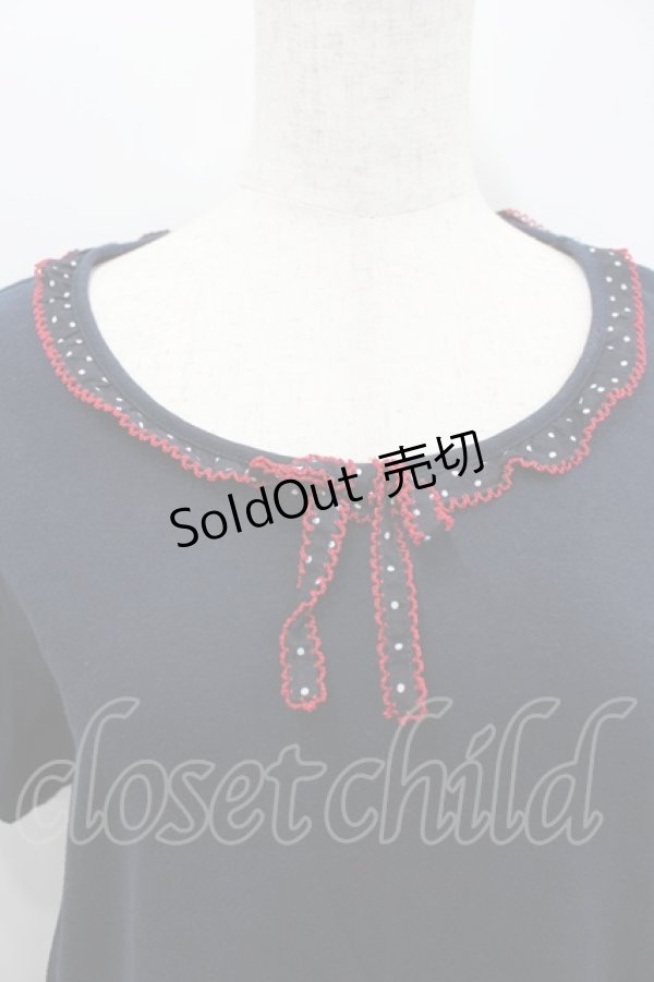 画像2: PINK HOUSE / 水玉×刺繍切替パフ袖カットソー 4(L) ネイビー I-26-02-18-007-LO-TO-SA-ZI (2)