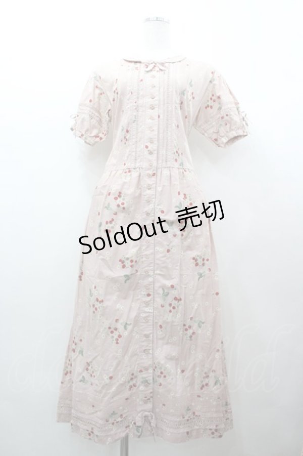 画像1: WONDERFUL WORLD / 苺ptレース襟重ね半袖ワンピース  ピンク I-26-02-18-070-LO-OP-SA-ZI (1)