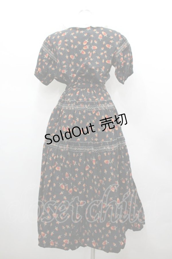 画像2: WONDERFUL WORLD / 苺pt&刺繍半袖ワンピース  ブラック I-26-02-18-071-LO-OP-SA-ZI (2)