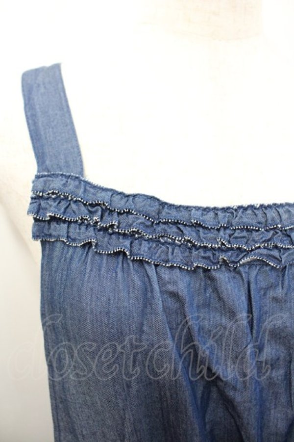 画像3: PINK HOUSE / 胸元&裾フリルエプロンドレス  インディゴ I-26-02-18-073-LO-OP-SA-ZI (3)