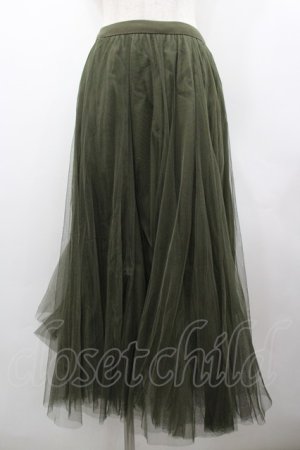 画像: axes femme / ロングチュールスカート M カーキ I-26-02-18-076-AX-SK-SA-ZI