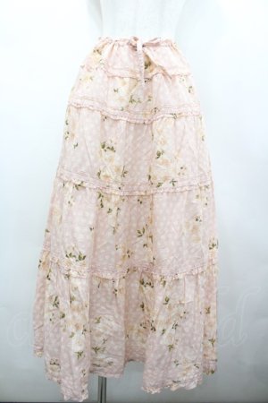 画像: WONDERFUL WORLD / 桜pt段フリルスカート  ピンク I-26-02-18-079-LO-SK-SA-ZI