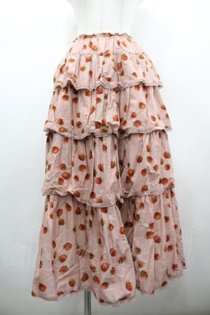 画像: WONDERFUL WORLD / 苺pt段々フリルスカート  ピンク I-26-02-18-081-LO-SK-SA-ZI
