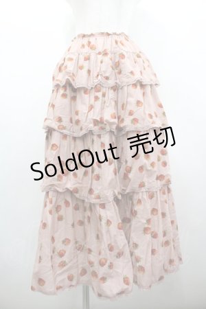 画像: WONDERFUL WORLD / 苺pt段々フリルスカート  ピンク I-26-02-18-081-LO-SK-SA-ZI